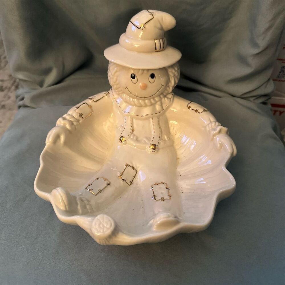 Lenox Scarecrow Porcelain Candy Dish Autumn Halloween Decor